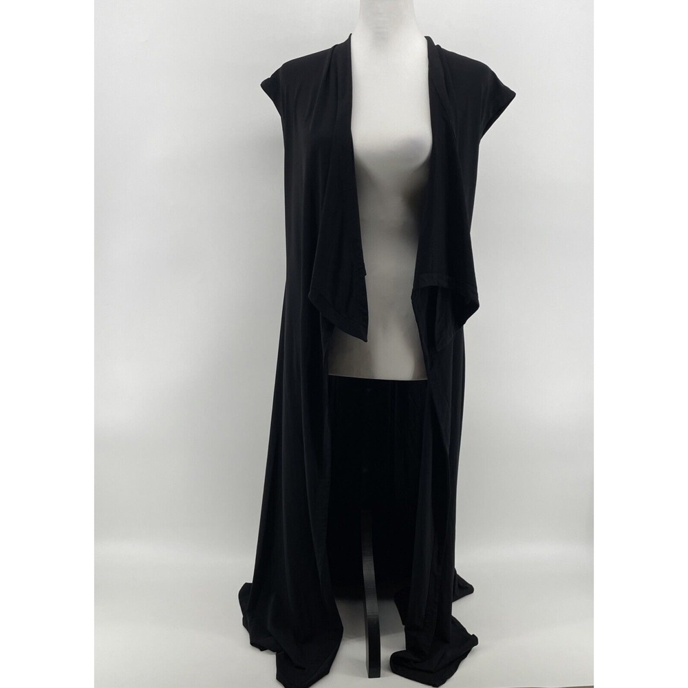 Lafayette 148 Long Duster Women's Medium Black Waterfall‎ Liquid Knit Whimsigoth
